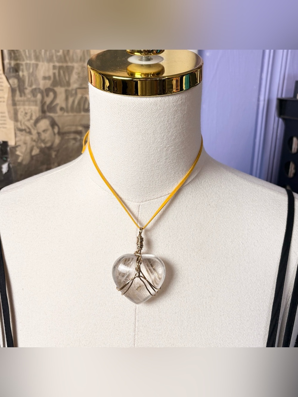 Clear Heart Pendant Choker Necklace